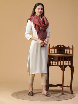 Shingora - Maroon Saida Woven Design Timeless Wool Stole