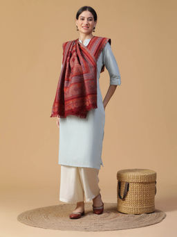 Shingora - Maroon URSHIA Woolen Woven Design Woolen Stole