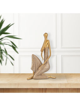 HomeTown - Miraya Polyresin Sitting Lady Figurine In Gold