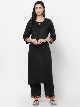 DART STUDIO - Viscose Modal Fabric Mirror Work Kurta Black