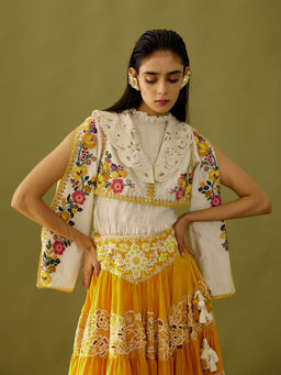 CHANDRIMA - Ivory Embroidered Bolero Jacket