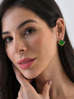 Sohi - Green Designer Stone Stud Earrings