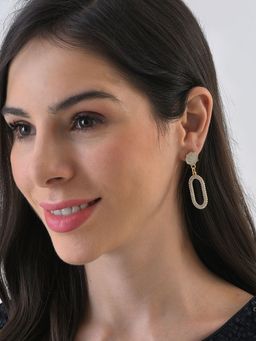 Sohi - Gold Designer Stone Drop Earrings
