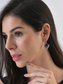 Sohi - Black Designer Stone Drop Earrings