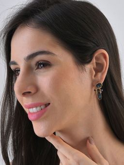 Sohi - Green Designer Stone Drop Earrings