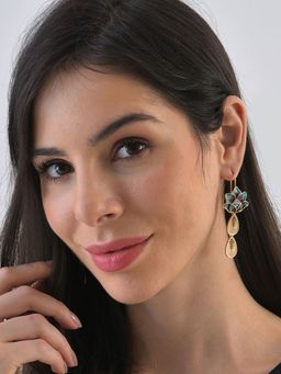 Sohi - Gold & Blue Designer Drop Earrings