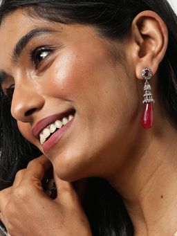 Sohi - Red Designer Stone Drop Earring