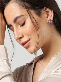 Sohi - Pink Designer Stone Stud Earrings