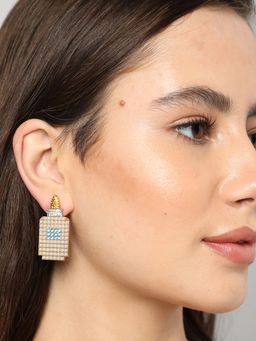 Sohi - Pink Designer Stone Drop Earring