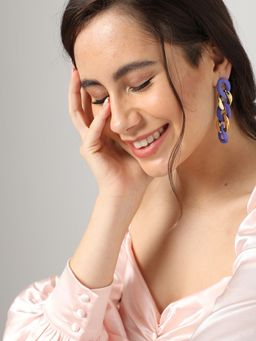 Sohi - Purple Designer Drop Earring