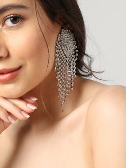 Sohi - Silver Designer Stone Drop Earring