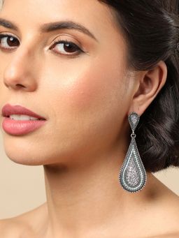 Sohi - Silver Designer Stone Drop Earring