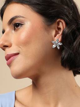 Sohi - Silver Designer Stone Stud Earrings