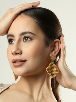 Sohi - Yellow Designer Stone Drop Earring