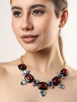 Sohi - Silver Plated Designer Stone Necklace