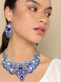 Sohi - Blue Stones Necklace & Earring Set