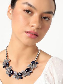 Sohi - Silver Plated Blue Stone Necklace