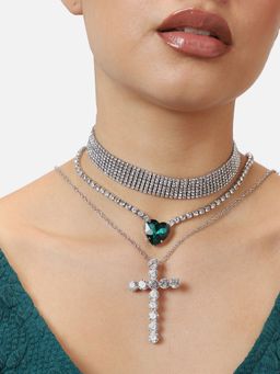 Sohi - Silver Plated Party Designer Stone Necklaces for Women