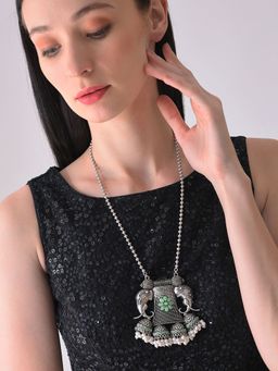 Sohi - Silver Plated Designer Stone Necklace