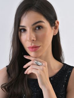 Sohi - Silver Plated Designer Ring