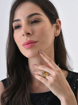 Sohi - Gold Plated Designer Stone Ring