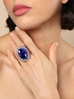 Sohi - Gold Plated Designer Stone Ring