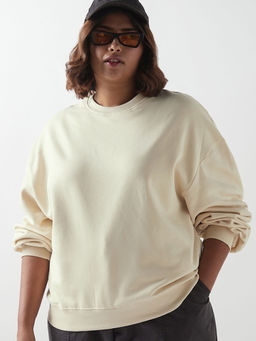 Bewakoof - Women's Beige Oversized Plus Size Sweatshirt