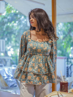 ODHANON - Cute Floral Peplum Top for Women