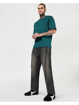 Bewakoof - Men'S Jet Black Washed Straight Fit Mid-Rise Jeans