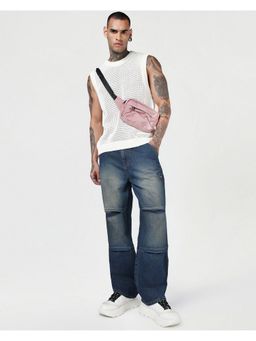Bewakoof - Men'S Blue Washed Baggy Fit Mid-Rise Jeans