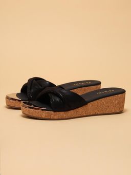 ERIDANI - Women Abriana Black Slip On Wedges