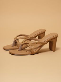 ERIDANI - Women Cordelia Beige Block Heels