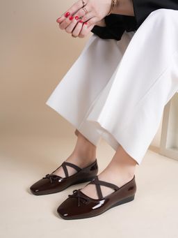 Drop Bold - Brown Mary Jane Ballerinas for Women