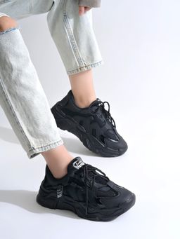 Shoetopia - Women Black Street Sneakers