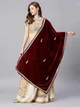 Dupatta Bazaar - Womens Gota Patti Work Velvet Dupatta