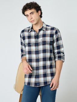 Pepe Jeans - Dark Blue Checkered Men Full Sleeve Shirt