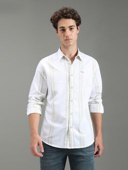 Pepe Jeans - Men Green Striped Long Sleeves Shirt