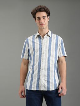 Pepe Jeans - Men Blue Striped Short Sleeves Shirt