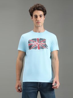 Pepe Jeans - Men Blue Printed Short Sleeves T-Shirts