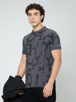 Pepe Jeans - Grey Printed Men Short Sleeve Polo T-shirt