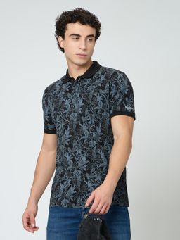 Pepe Jeans - Black Printed Men Short Sleeve Polo T-shirt