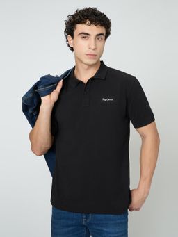 Pepe Jeans - Black Solid Men Short Sleeve Polo T-shirt