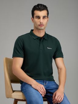 Pepe Jeans - Green Solid Men Short Sleeve Polo T-shirt