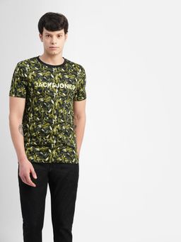 Jack & Jones - Green Camo Print Crew Neck T-shirt