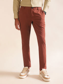 Andamen - Regular Fit Men Rust Stretchable Chinos
