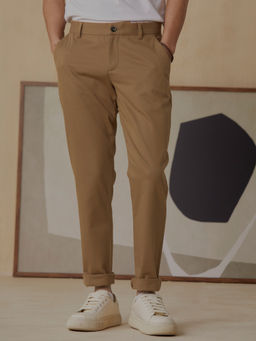 Andamen - Regular Fit Men Brown Cotton Stretchable Chinos