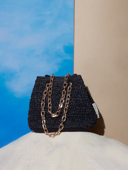 Pipa Bella by Nykaa Fashion - Fae Black Woven Vacay Handbag