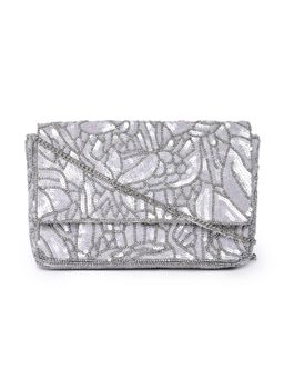 Accessorize London - Sequin Floral Silver Clutch