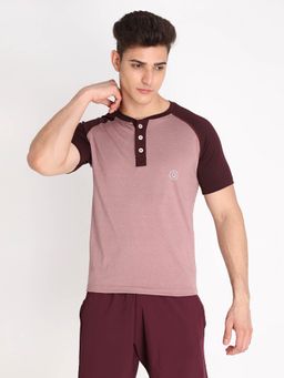 CHKOKKO - Men Gym Regular Fit Sports T-shirt - Maroon