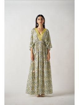 Sukruti Design - Ivory Cowl Sleeves Long Dress